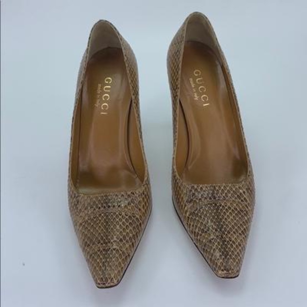 Authentic Gucci Snakeskin Stilettos with wood - Picture 3 of 10